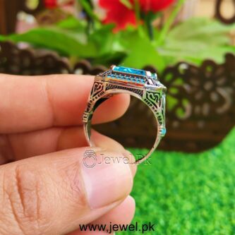 Blue Zircon Turkish Ring 925 Silver