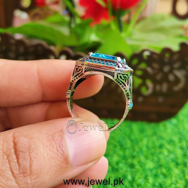 Blue Zircon Turkish Ring 925 Silver