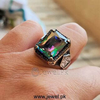 Mystic multi color stone ring 925 silver