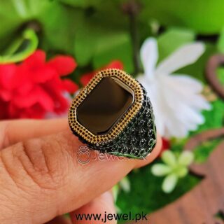 Black Onyx Stone Ring - Black Aqeeq Turkish Ring
