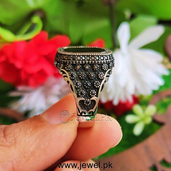 Black Onyx Stone Ring - Black Aqeeq Turkish Ring