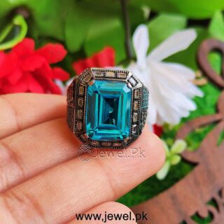 Blue Zircon Turkish Ring 925 Silver