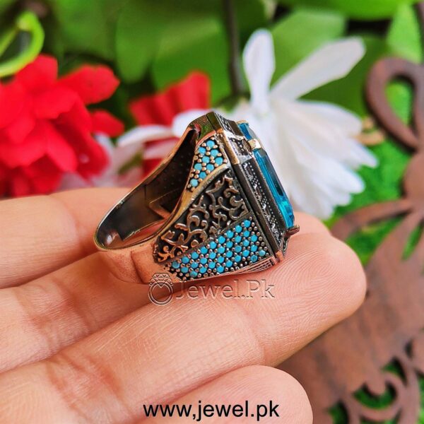 Blue Zircon Turkish Ring 925 Silver