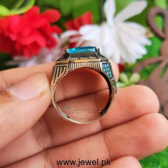 Blue Zircon Turkish Ring 925 Silver