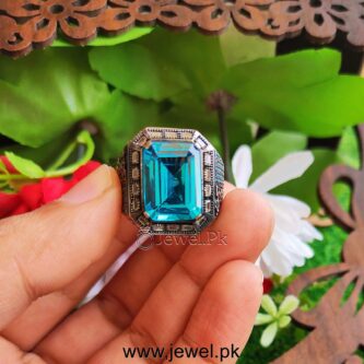 Blue Zircon Turkish Ring 925 Silver