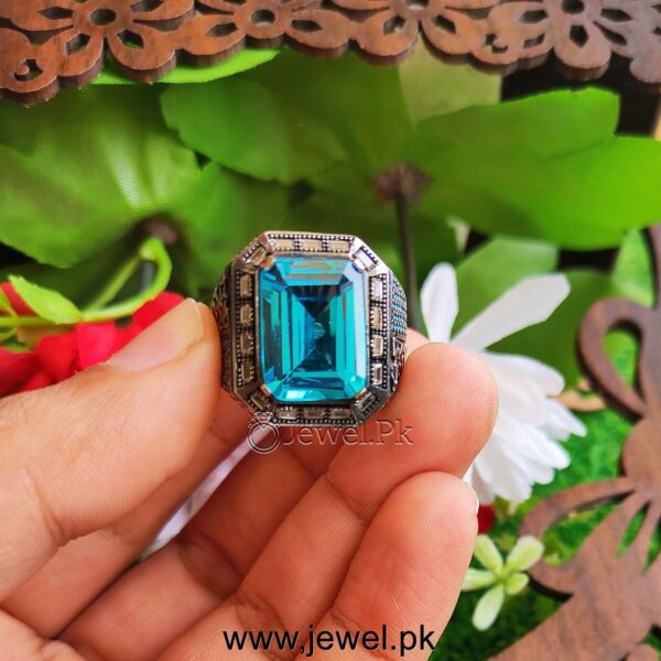 Blue Zircon Turkish Ring 925 Silver