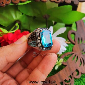 Blue Zircon Turkish Ring 925 Silver