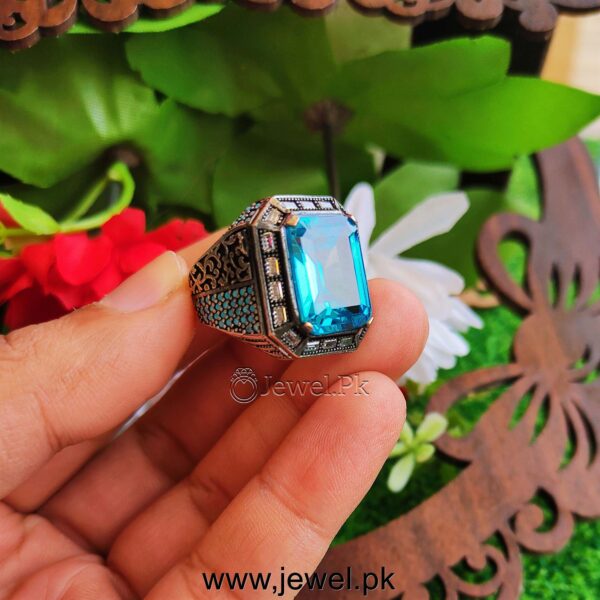 Blue Zircon Turkish Ring 925 Silver
