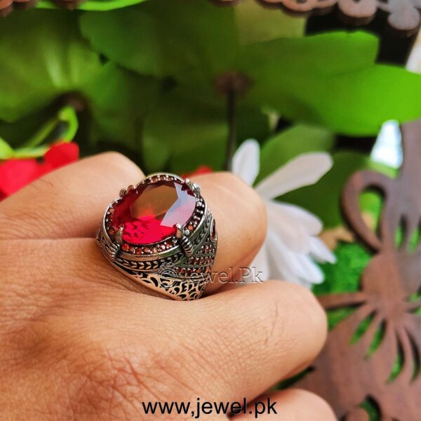 Red Zircon Turkish Ring Beautiful