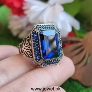 Turkish Ring - Blue Zircon - Silver 925 (Chandi) Ottoman Ring