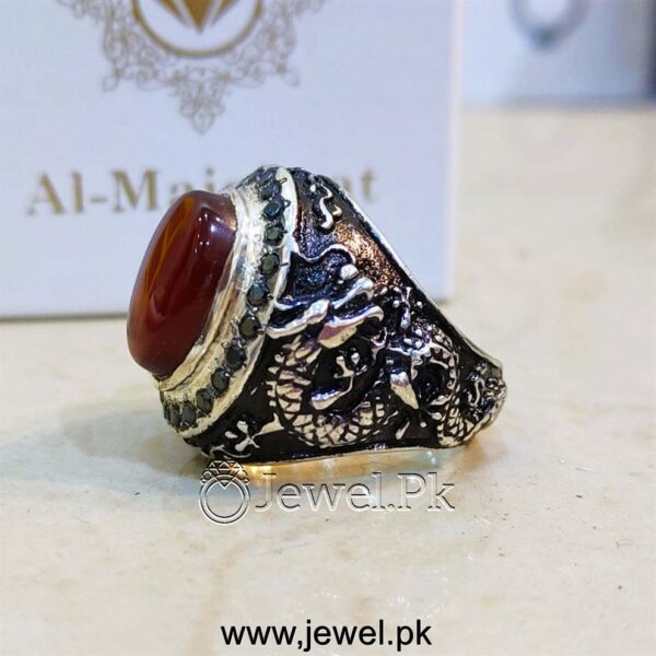 Original Yemen Agate Ring 925 Silver Beautiful 10