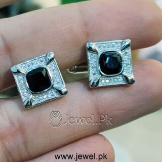 Cufflinks shiny Micro Zircons 925 Silver (Chaandi) - Studs