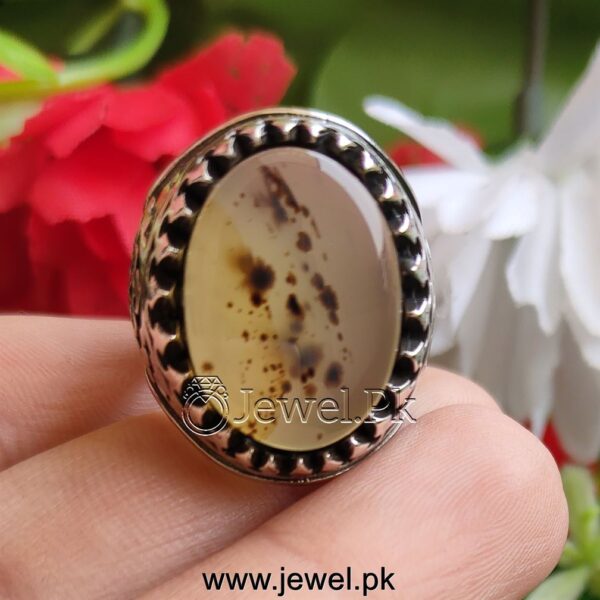 Natural Aqeeq Ring Agate Ring Red Aqiq Ring Brown Haqiq Stone Ring 925 Silver 7