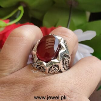 Natural Aqeeq Ring Agate Ring Red Aqiq Ring Brown Haqiq Stone Ring 925 Silver 71