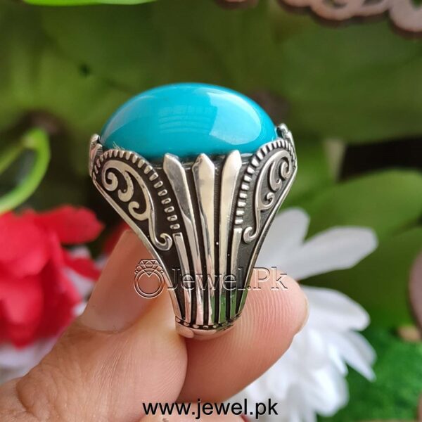 Natural Turquoise Ring 925 Silver Nishaburi Feroza 9