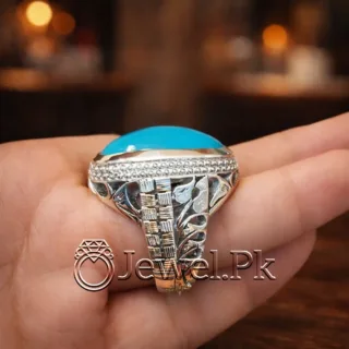 Natural Turquoise Ring Silver 925 Feroza Ring 10
