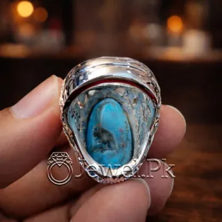 Natural Turquoise Ring Silver 925 Feroza Ring 12