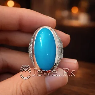 Natural Turquoise Ring Silver 925 Feroza Ring 14
