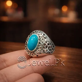 Natural Turquoise Ring Silver 925 Feroza Ring 18