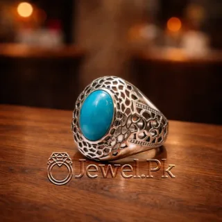 Natural Turquoise Clean Blue Irani Firoza - Ring 925 Silver