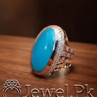 Natural Turquoise Clean Blue Irani Firoza - Ring 925 Silver