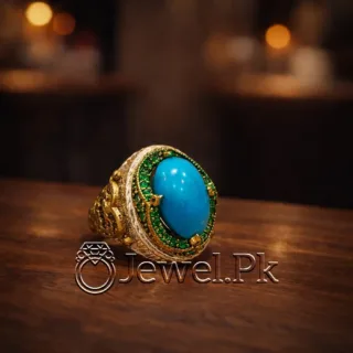 Natural Turquoise Ring Silver 925 Feroza Ring 23