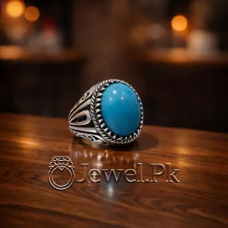 Feroza Ring 925 Silver - Rare Blue Nishapuri Turquoise