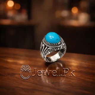 Natural Turquoise Ring Silver 925 Feroza Ring 8