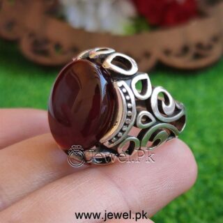 Original Natural Yemen Agate Dark Brown (Al-Kabdi) 925 Silver - Yamni Aqeeq