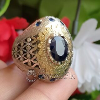 Real Blue Sapphire Ring - Neelum Stone - Unique Design 925 Silver Chaandi