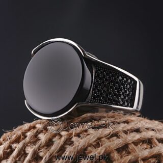 Turkish Ring - Black Onyx (Aqeeq) - Silver 925 (Chandi)