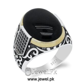Turkish Ring - Silver 925 (Chandi) Black Aqeeq Ring