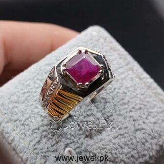 Natural Ruby Ring 925 Silver Chandi - Yaqoot Stone Ring