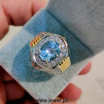 Natural Swiss Blue Topaz Gemstone Ring 925 Silver Rhodium Ring Lab certified Gemstone 6