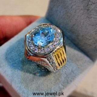 Natural Swiss Blue Topaz Gemstone Ring 925 Silver Rhodium Ring Lab certified Gemstone 7