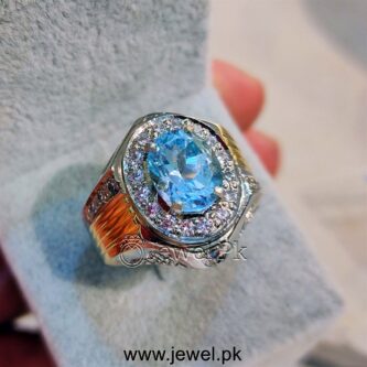 Natural Swiss Blue Topaz Gemstone Ring 925 Silver Rhodium Ring Lab certified Gemstone 8