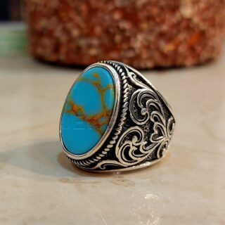 Turkish Ring Turquoise Stone (Feroza) Silver 925 - Premium Collection
