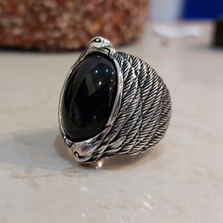 Turkish Ring Aqeeq Stone (Agate) Silver 925 - Eagle Design