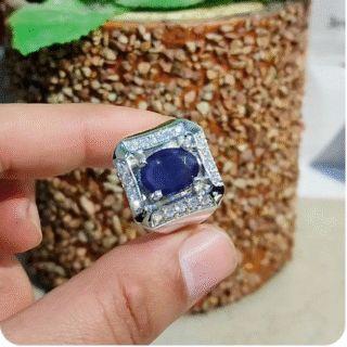 Royal Blue Natural Sapphire Neelum Ring 925 Silver Chandi