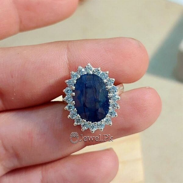 Blue Sapphire Natural Neelam Ring A+ Quality 925 Italian Silver