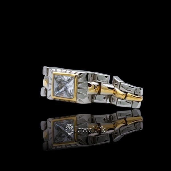 Luxury Italian 925 Silver Chaandi Ring - Gentlemen Ring - Micro Zircons (Rhodium)