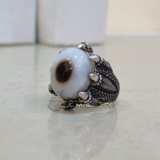 Natural Suleimani Eye Agate - Eye Aqeeq Ring 925 Silver