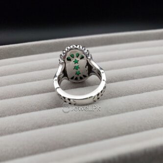 Green Agate stone Sabz Aqeeq Aqiq ring in pure silver irani design 1