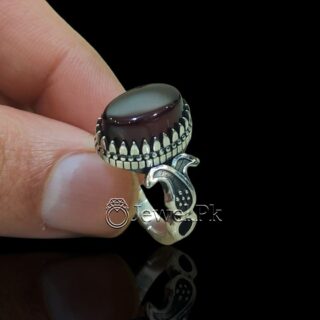 Natural Brown Aqeeq Ring 925 Silver - Agate Durable Chaandi Ring