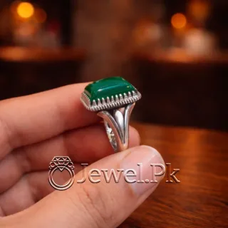 Natural Green Agate Ring Silver 925 3