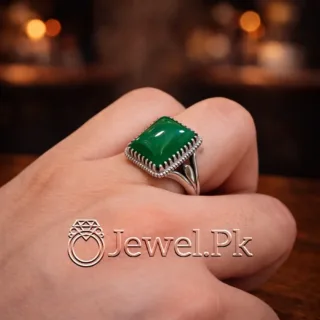 Natural Green Agate Ring Silver 925 4