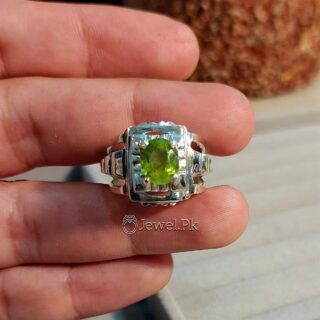 Natural Peridot (Zabrjad) Ring - Handmade 925 Silver Chandi