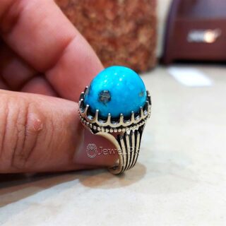 Shajri Feroza - Turquoise Ring - Durable Thick Frame Pure 925 Silver