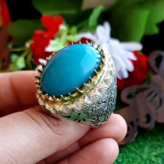 Natural Turquoise Clean Blue Irani Firoza - Ring 925 Silver