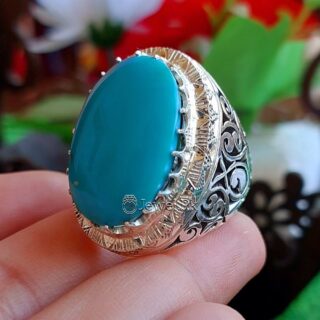 Natural Turquoise Clean Blue Irani Firoza - Ring 925 Silver